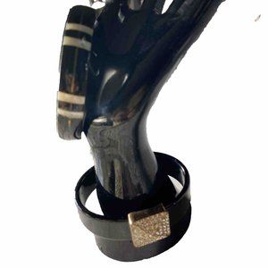 2 Acrylic Resin Bracelet Rhinestone Cuff Mother Of Pearl Bangle Costume Jewelry